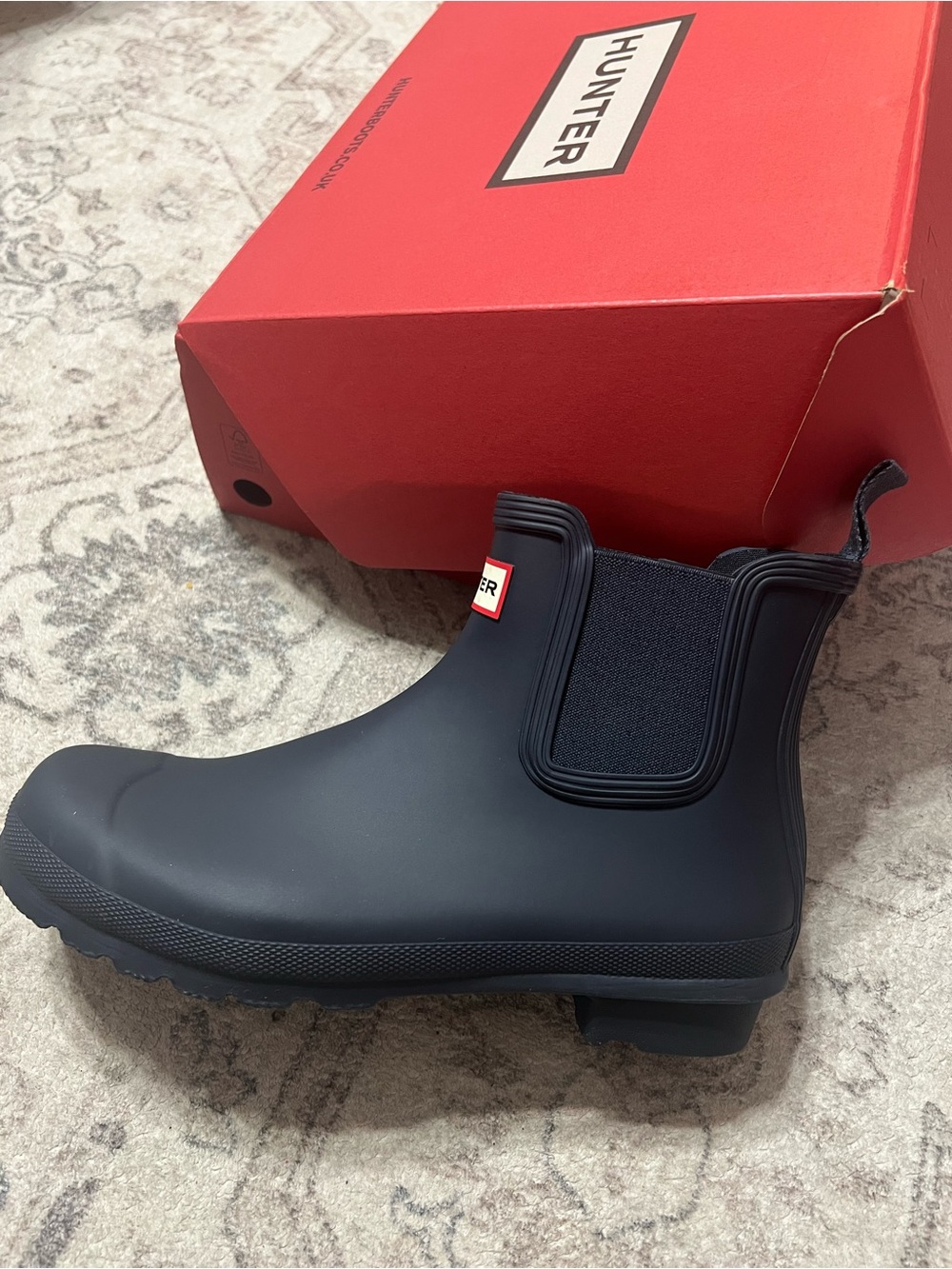 Women's Original Chelsea Boots Blue Slip-On Rubber Ankle Boots Navy/Hunter/Navy - Picture 10 of 11